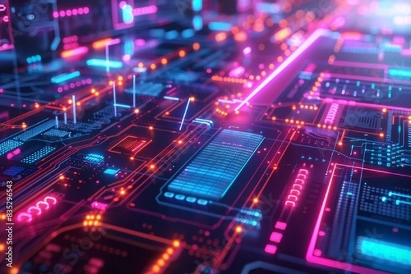 Fototapeta Cyber Security Data Transfer illustration created with Generative AI