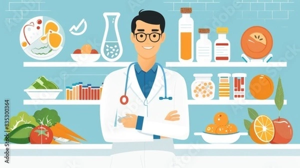 Fototapeta Infographic displaying how personalized nutrition improves health, featuring comparison charts and diet tips