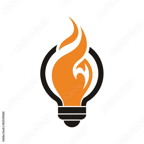 Obraz Fire flame lamp light bulb hot spirit think idea thoughts power logo design vector illustration