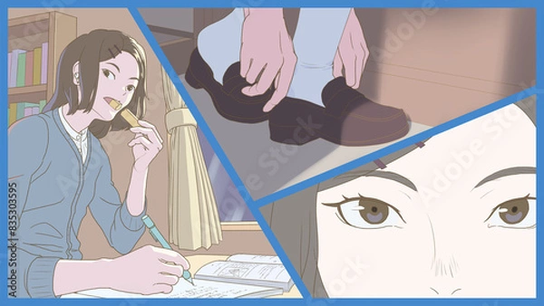 Obraz 「受験当日の朝に今までの日々を思い出す受験生」_アニメ塗り,キャッチコピーなし