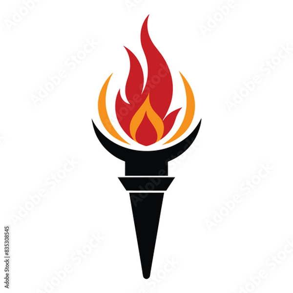 Fototapeta Torch logo icon vector template with negative space design illustration