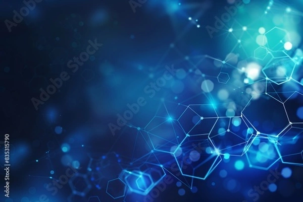 Fototapeta Hexagon Design for Medical, Science & Tech: Abstract Geometric Background with Molecular Structure & DNA M