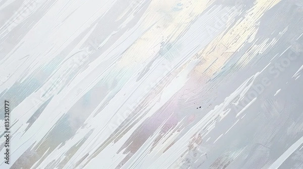Fototapeta A minimalist background with thin, precise brush strokes of metallic acrylic colors on a smooth, light gray wall. The pattern is subtle yet intricate, providing a sophisticated backdrop 