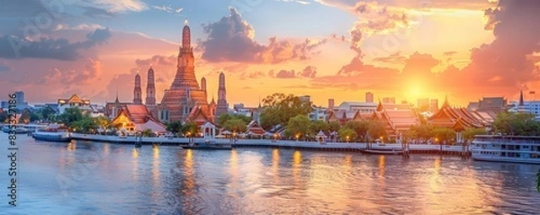 Obraz Wat Arun, one of Tourist attractions famous landmarks travel of Thailand.