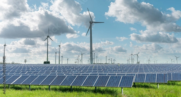 Fototapeta Expansion of wind and solar power for the future