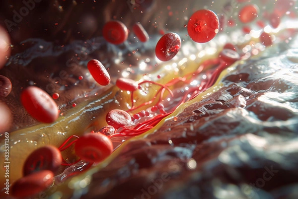 Obraz A virtual image depicting cholesterol in the bloodstream