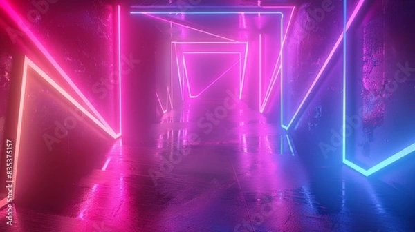 Fototapeta neon wall copy space