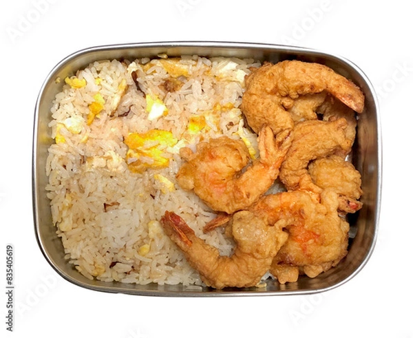 Obraz Fried rice with prawn tempura lunch box