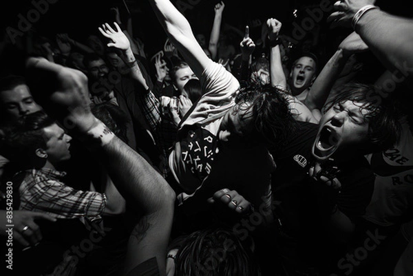 Fototapeta Chaotic Dance in Mosh Pit., Celebrate the diversity of Music : La Fête de la Musique.