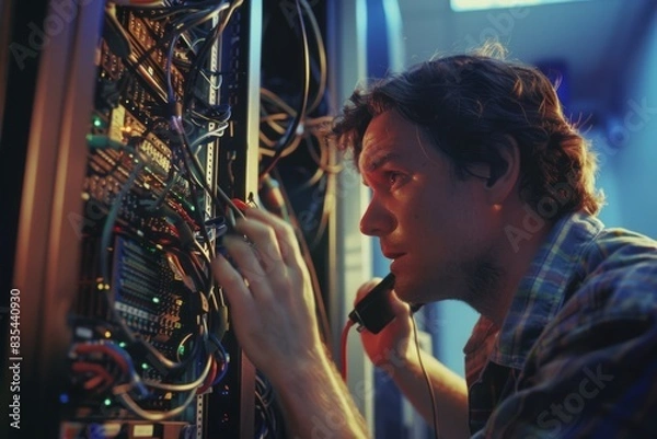 Fototapeta Networking Technician at Work