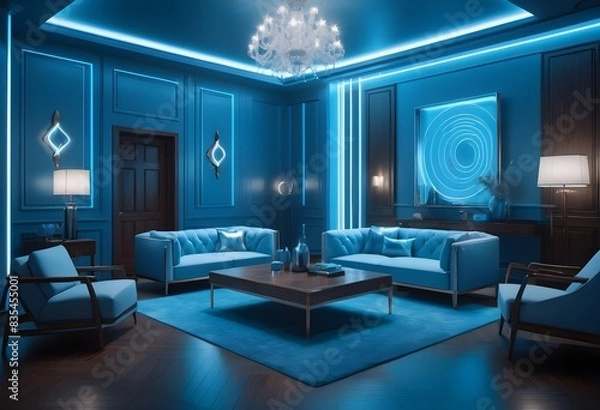 Fototapeta Photo modern style conceptual interior room 3d illustration