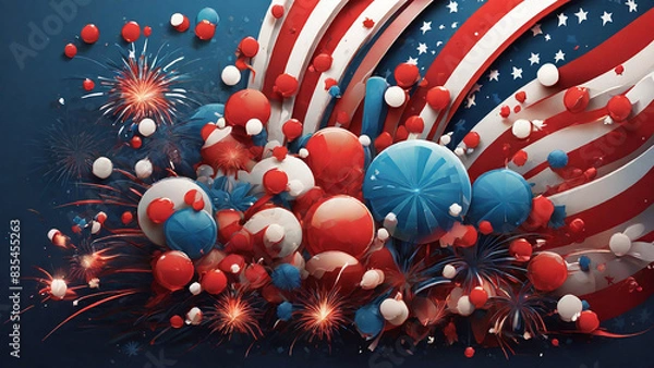 Obraz Abstract flag and fireworks