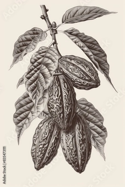 Fototapeta A simple illustration of a cocoa pod