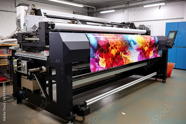 Fototapeta Large Format Digital Printer Producing Vibrant Prints