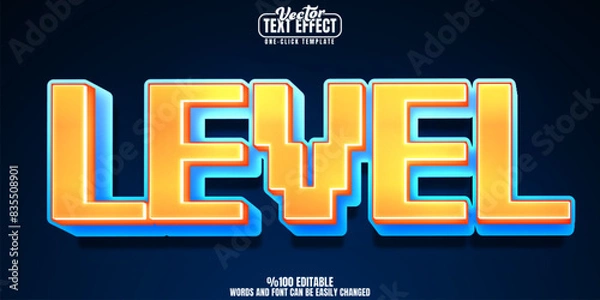 Obraz Level editable text effect, customizable arcade and pixel 3D font style