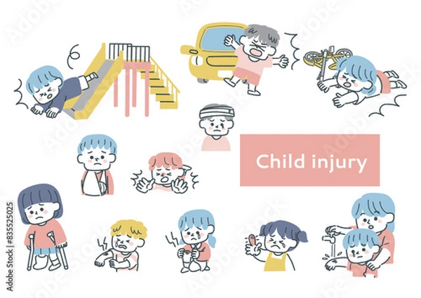 Obraz 子供の怪我に関するイラストセット
