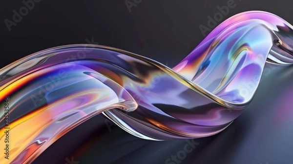 Fototapeta Abstract Colorful Glass Wave - Generative AI
