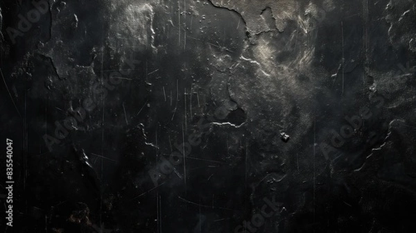 Fototapeta black kitchen table background with scratches and cracks, for overlay and screen layer modes