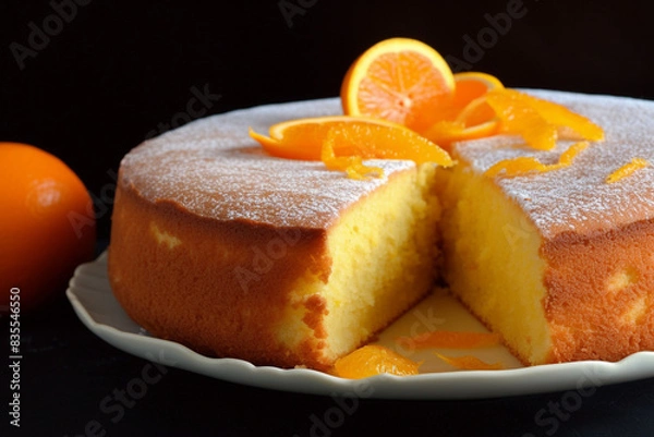 Fototapeta Orange sponge cake generative AI