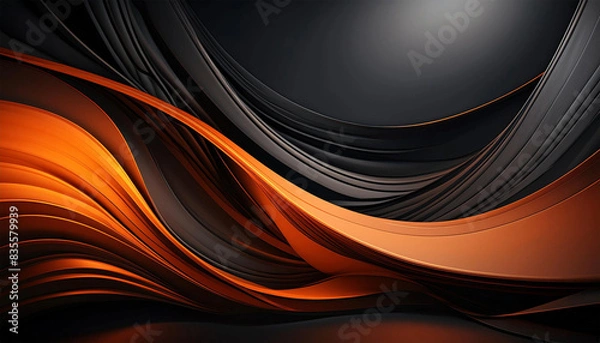 Obraz Black and orange abstract background with a curved design, illustration.