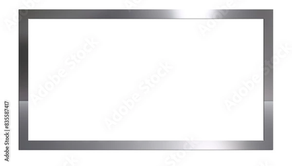 Fototapeta Transparent rectangular frame Silver Borders PNG	