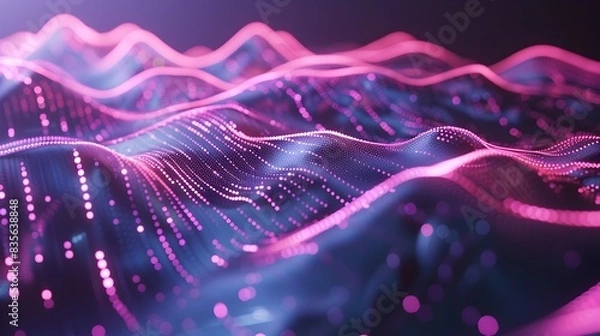 Fototapeta Captivating Digital Wave Abstraction with Neon Glow and Techno Vibes