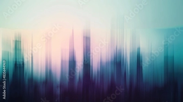 Obraz Soft-focused city skyline in blue and pink hues at dusk, capturing an abstract beauty. Abstract depiction of a city skyline. 
