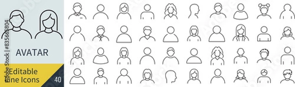 Obraz 線の編集ができるアバターのアイコンセット（アウトライン化していない）