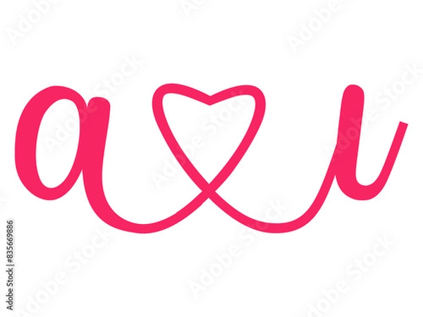 Fototapeta Initials Letter a.i Love Calligraphy