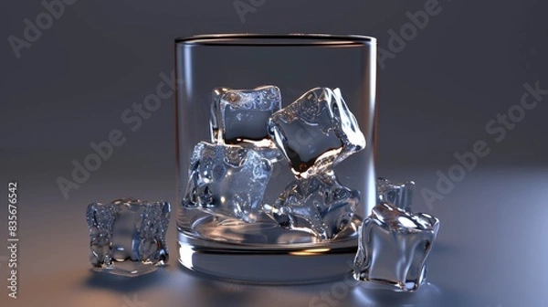 Fototapeta Whisky glass with ice