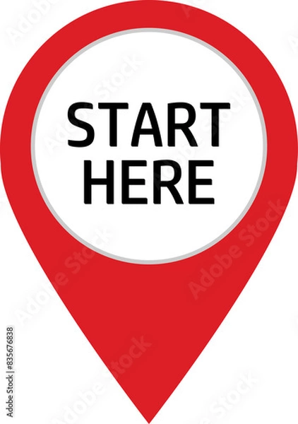 Obraz Start Here Red Icon