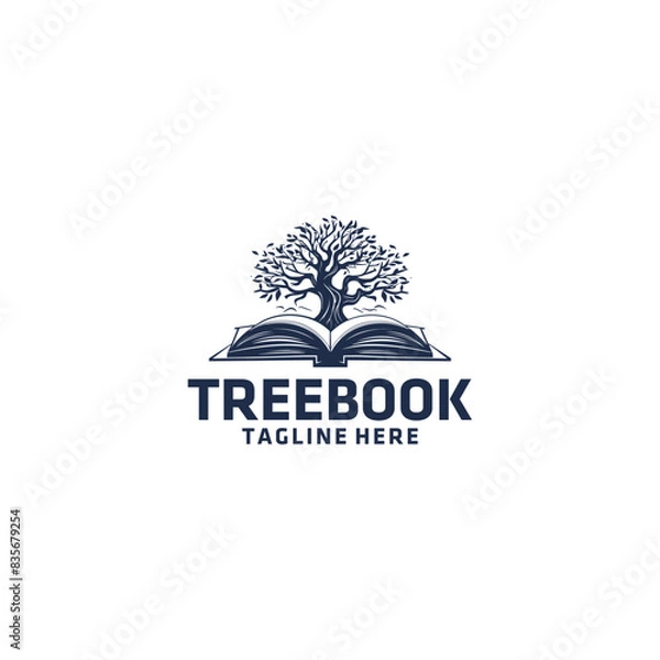 Obraz Tree book logo vector illustration