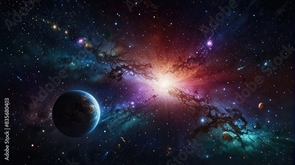 Fototapeta A universe with realistically dazzling and fascinating planets
