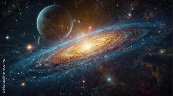 Fototapeta A universe with realistically dazzling and fascinating planets