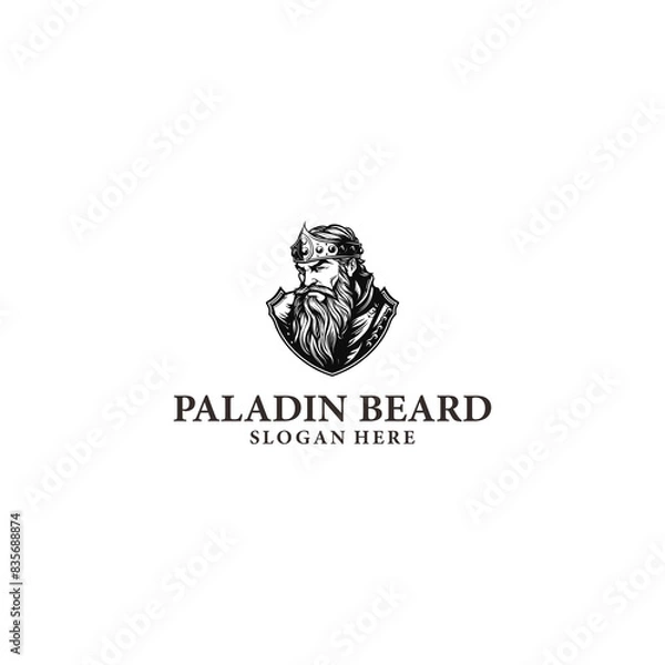 Fototapeta Paladin beard logo vector illustration