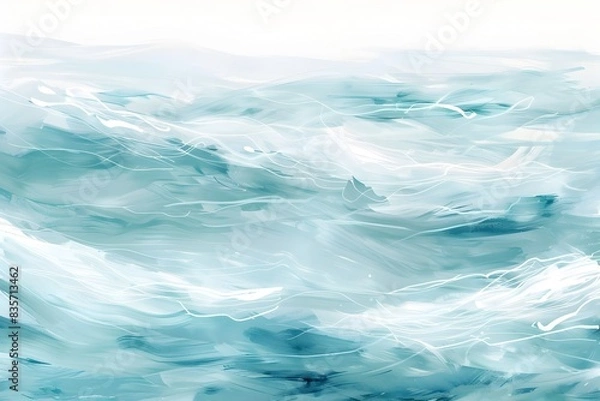 Obraz Serene Oceanic Brushstroke Flowing Aqua Teal Linework Tranquil Digital Painting Impressionist Artwork