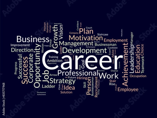 Obraz Career word cloud template. Success work concept vector tagcloud background.