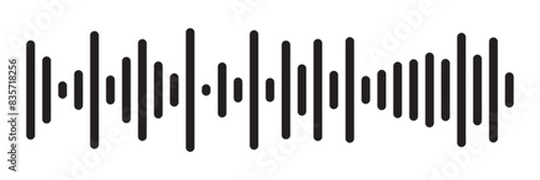 Fototapeta sound waves icon. frequency audio black icon isolated on white and transparent background flat style vector illustration in eps 10.