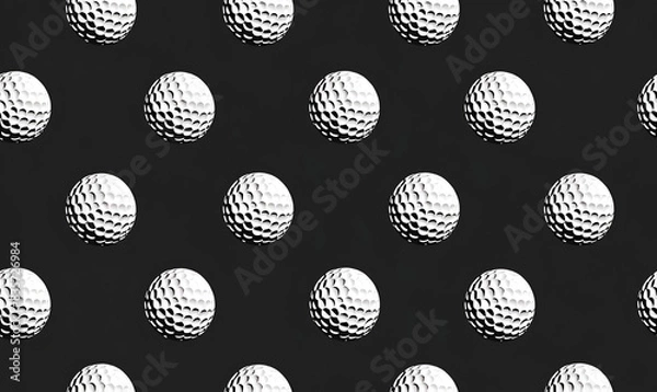 Fototapeta golf balls pattern, simple vector style, black and white
