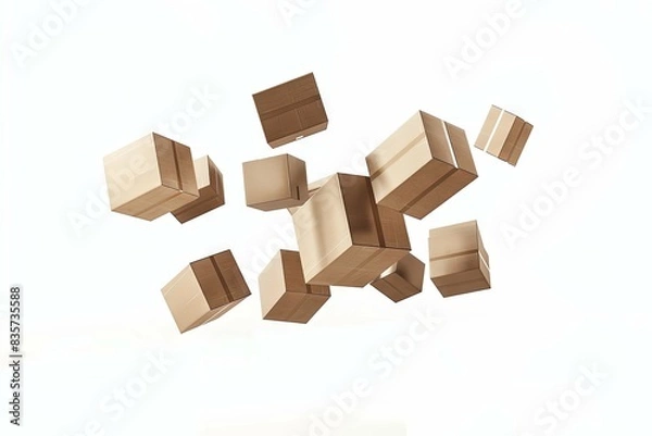 Obraz Many shipping boxes float to the air.
