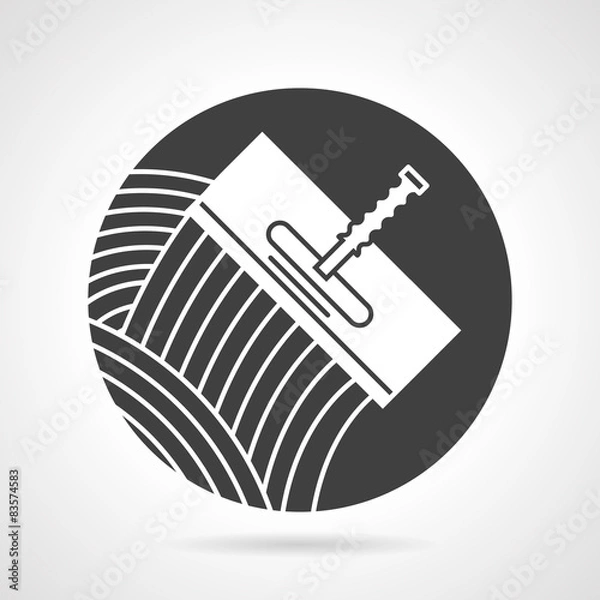 Fototapeta Tile trowel black round vector icon