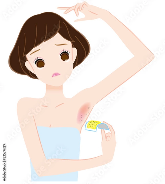 Fototapeta ワックスで腋毛自己処理して失敗、炎症、マダラ抜け