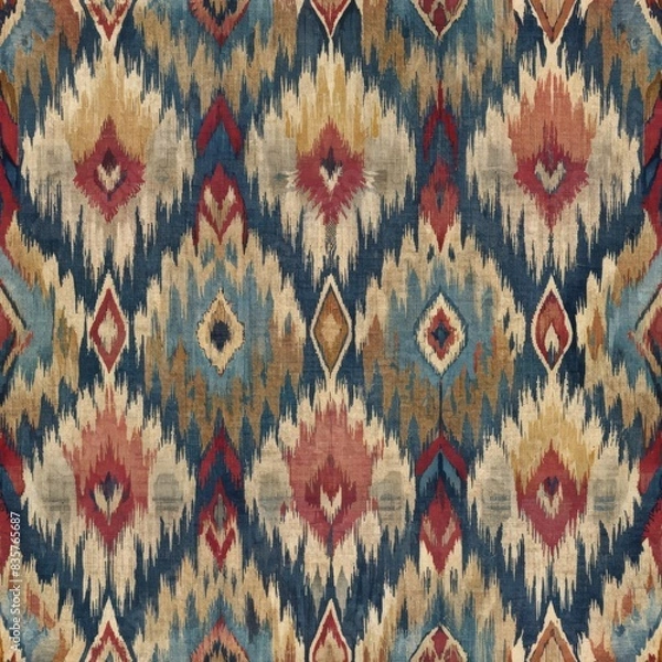 Fototapeta Ethnic abstract ikat art seamless pattern