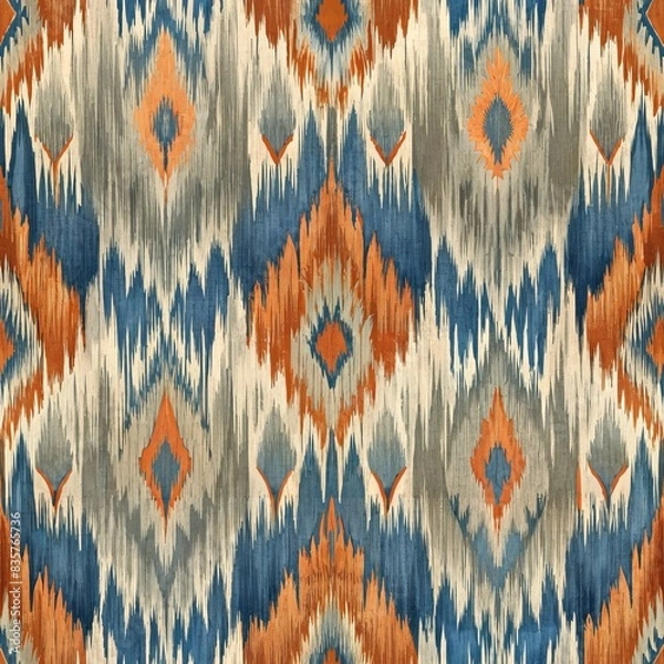 Fototapeta Ethnic abstract ikat art seamless pattern
