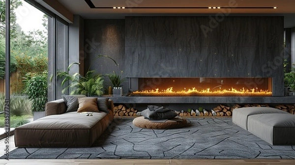 Fototapeta fireplace in room