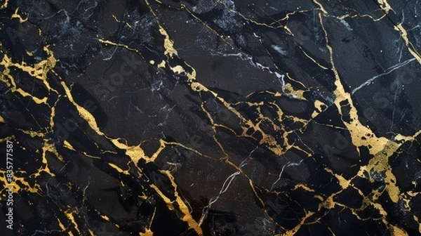 Fototapeta Nero Marquina color marble luxury, with gold streaks, website background 