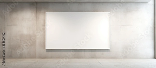 Fototapeta Interior of an art gallery exhibition hall with paintings displayed on wall frames creating a copy space image.