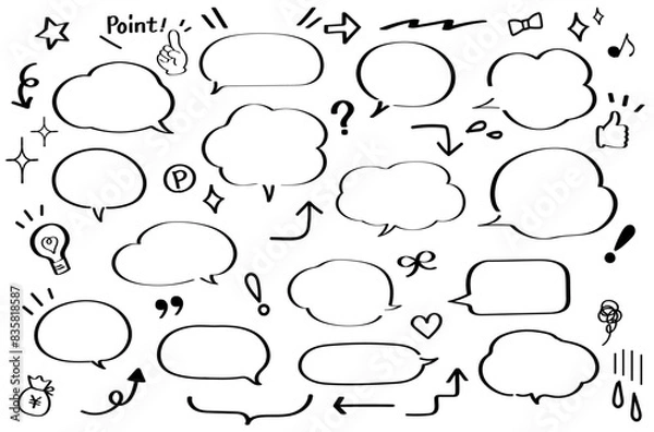 Fototapeta 手描き吹き出しセット
