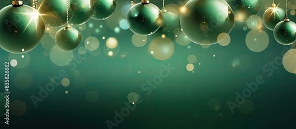 Fototapeta An artistic holiday-themed backdrop with festive decorations like hanging snowflakes, glass balls, and a Christmas tree, ideal for posters, cards, or Christmas decor, with space for adding images