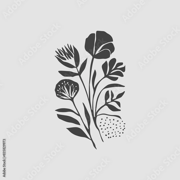 Fototapeta Beautiful abstract bohemian minimal flower illustration